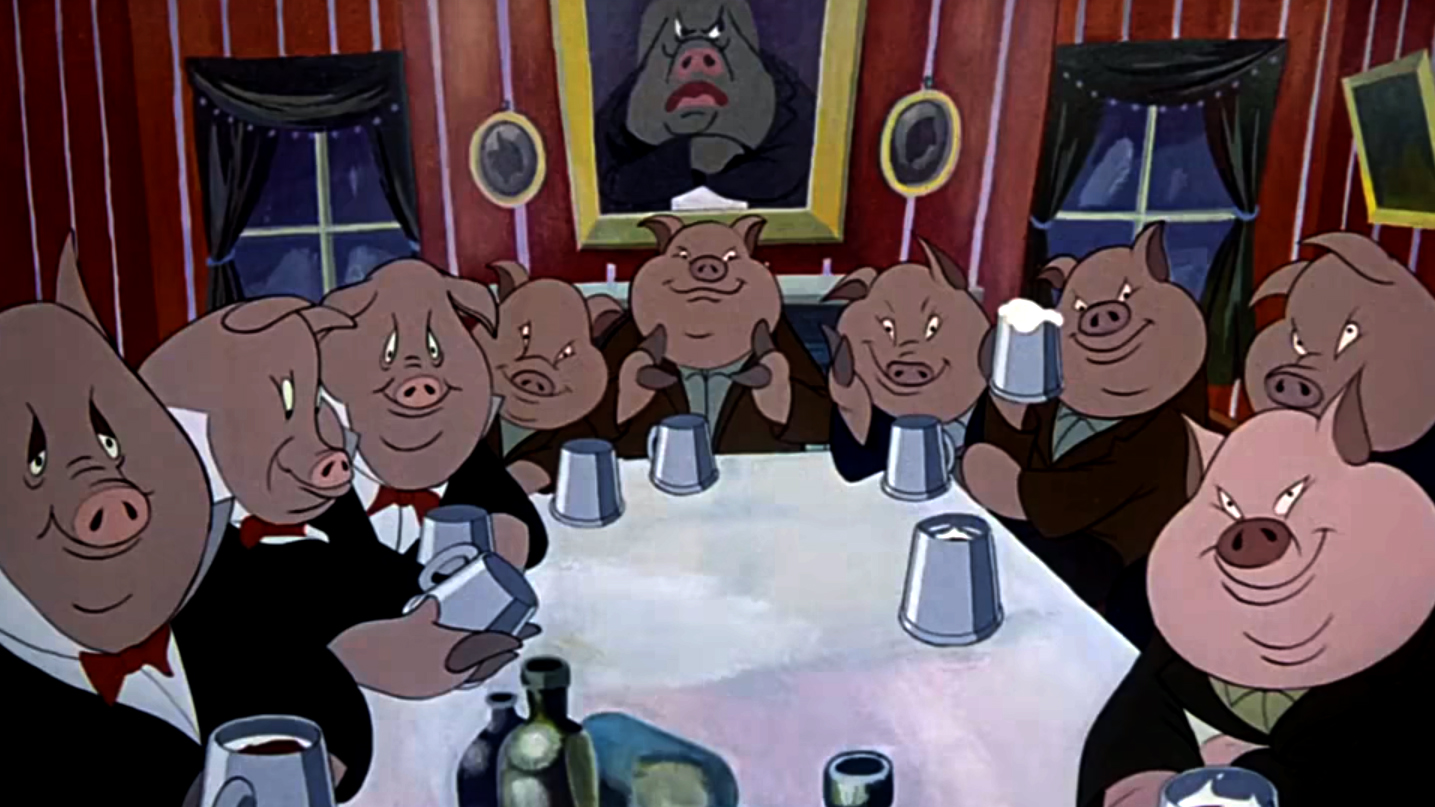 001 Pigs of Democracy at the Table - Animal Farm Animation (1954)